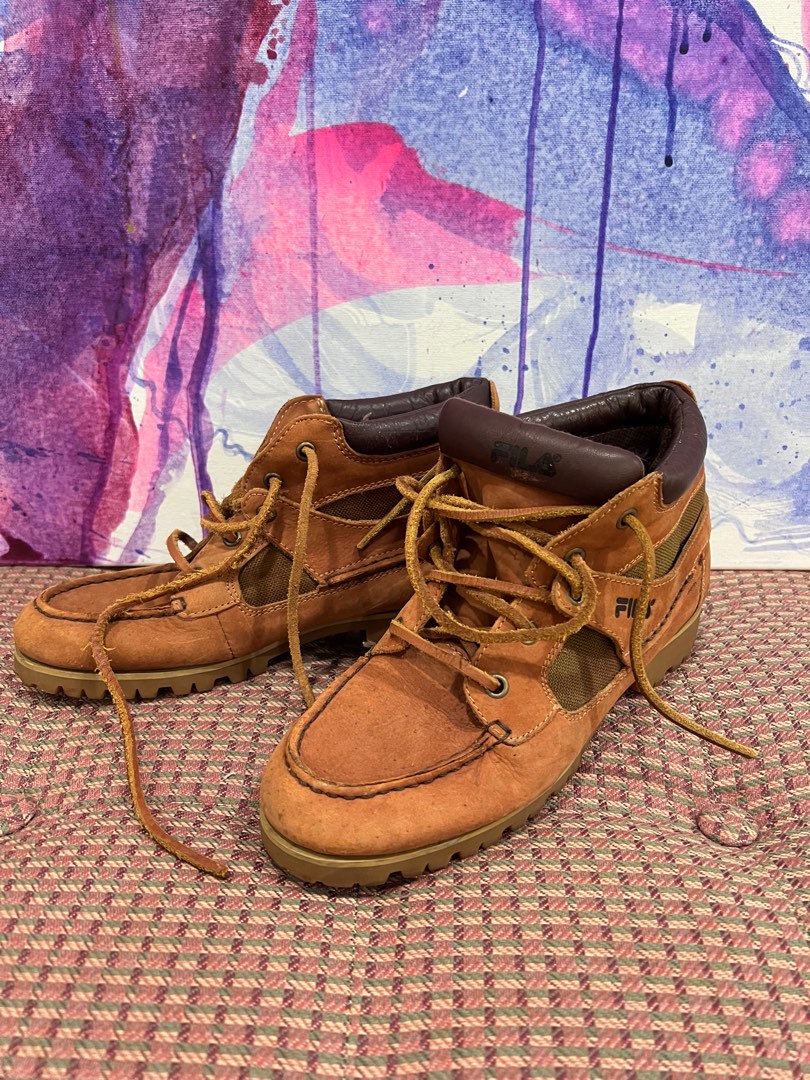 Fila Brown Leather Boots Size 39 Small cutting prefer 37 38