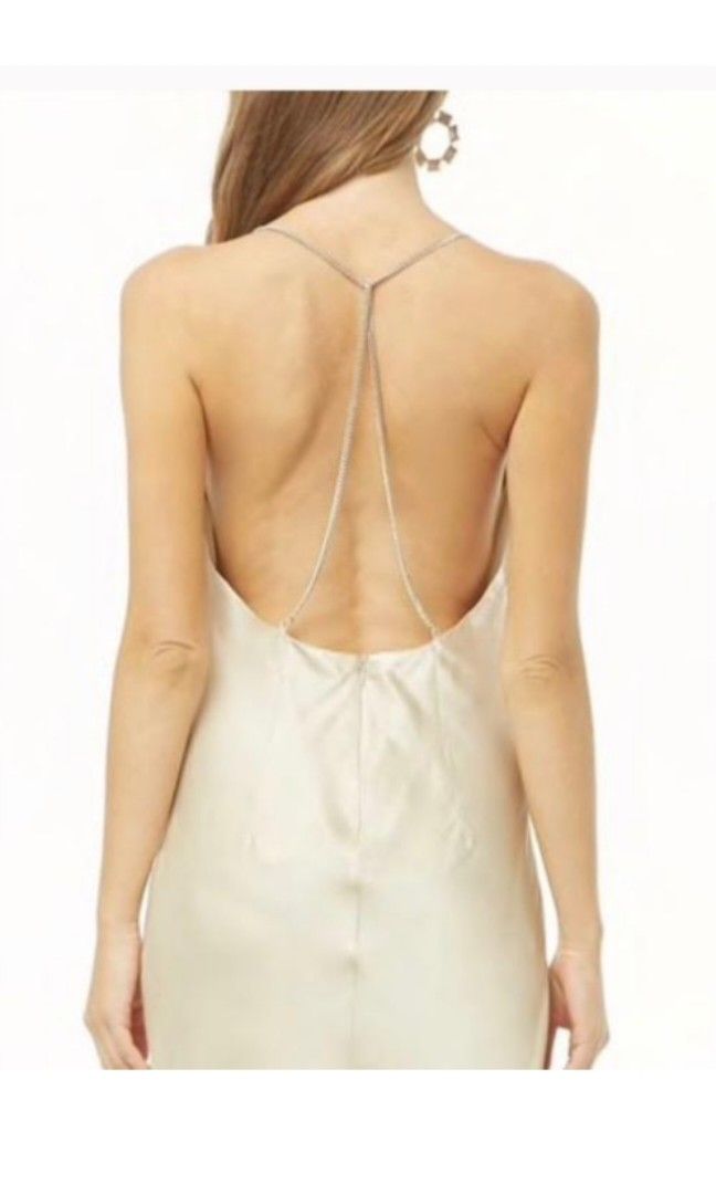 Forever 21 Champagne Satin Silk Chain Dress