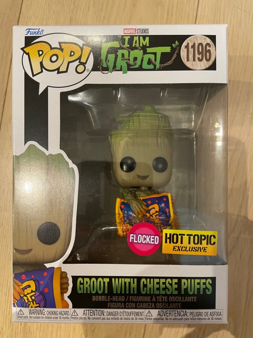 Funko POP I Am Groot with Cheese Puffs Flocked Hot Topic Exclusive 1196
