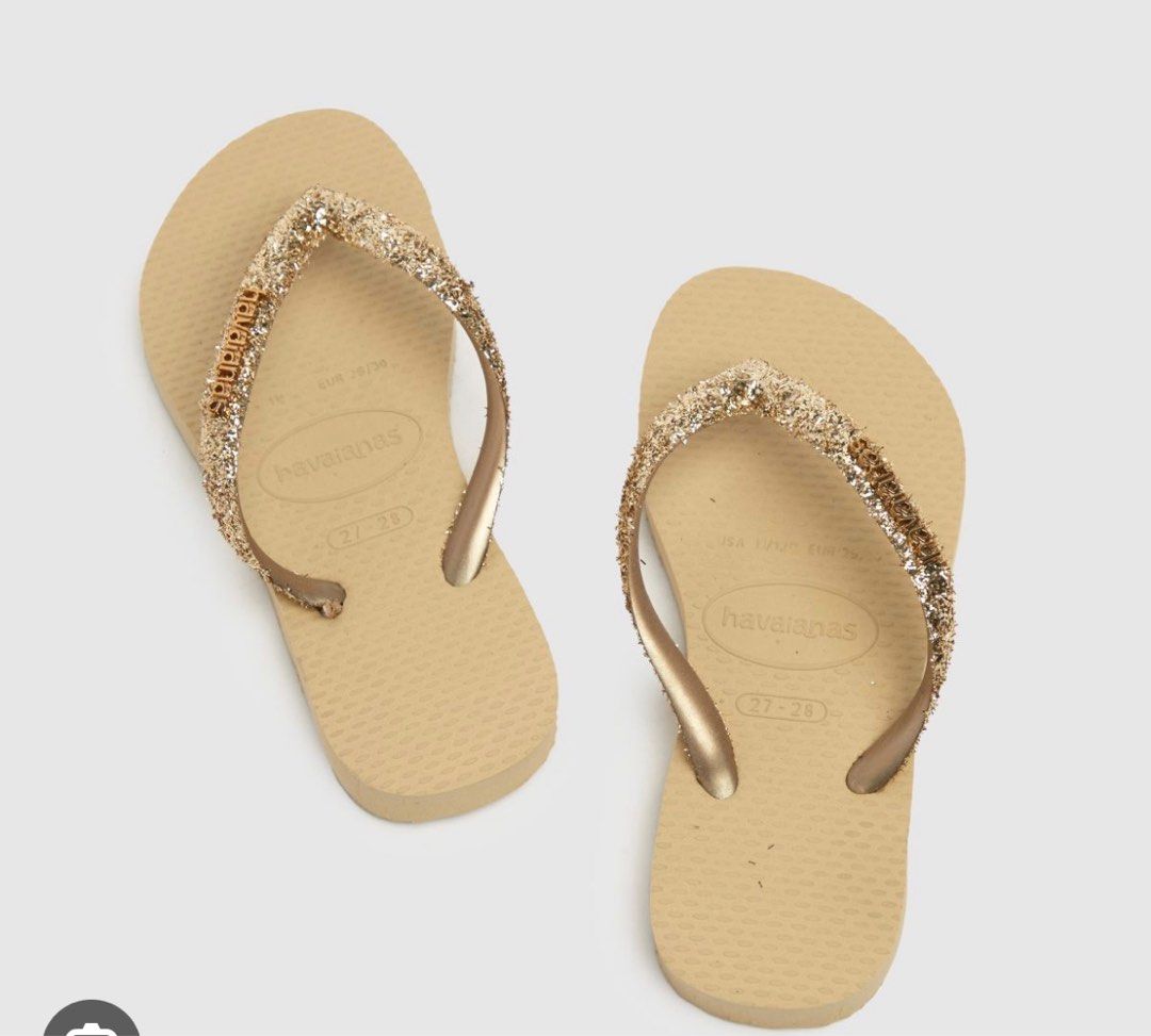 Gold sparkly havaianas top