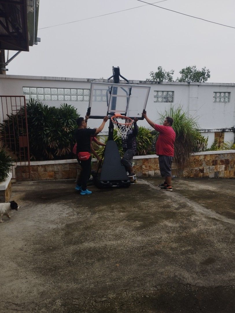 Heavy duty basketball Ring (Category: Racket and Ball Sports) located in Manila. Submitted by lyka.sofitec (Listing ID 1241024420, Image 2). Description: heavy duty basketball hoops ‼️ 7-10ft. adjustable height ‼️ 18" ring size springtype snapback ‼️ 54" by 32" board size polycarbonate‼️ movabable ‼️ pvc base‼️ 21,500 only + shipping fee if deliver,, cod along metro manila only.