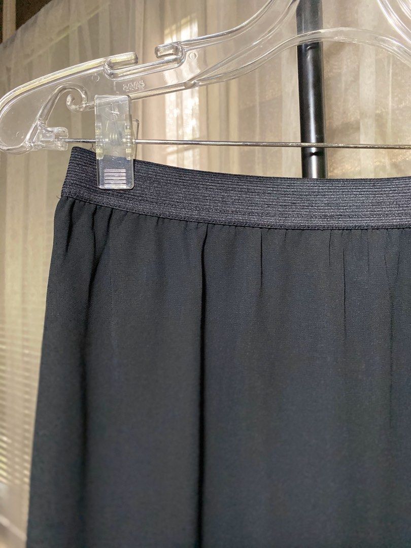 H M Black Sheer Slit Maxi Skirt Mesh Skirt Rok chiffon Hitam hnm