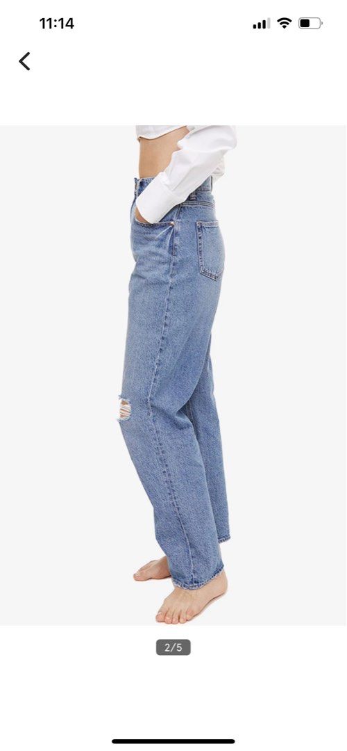 H&m high waisted top ripped jeans