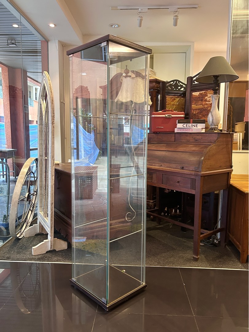 Ikea DETOLF glass display WITH attached light, Furniture & Home