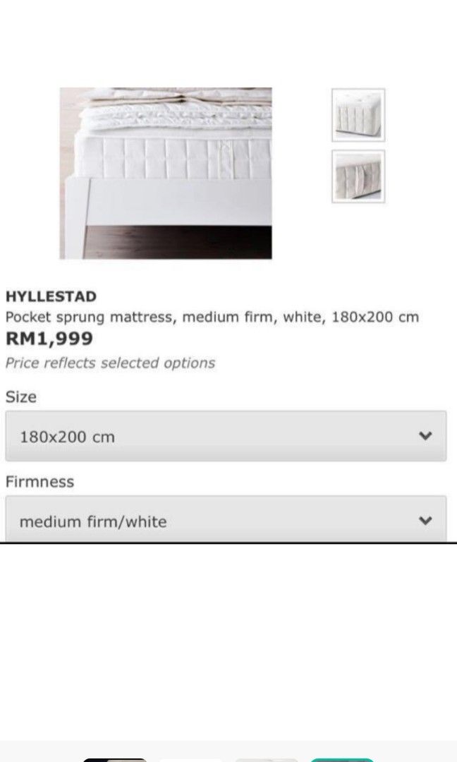 Ikea King Bed Hyllestad Tilam Ikea Padu lembut, Furniture & Home Living