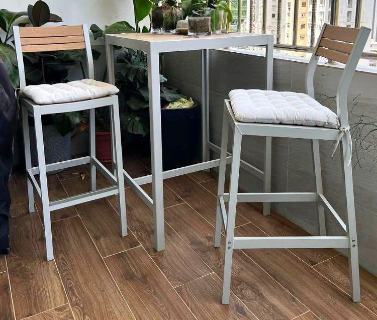 IKEA SJ LLAND BAR TABLE WITH 2 BAR STOOLS