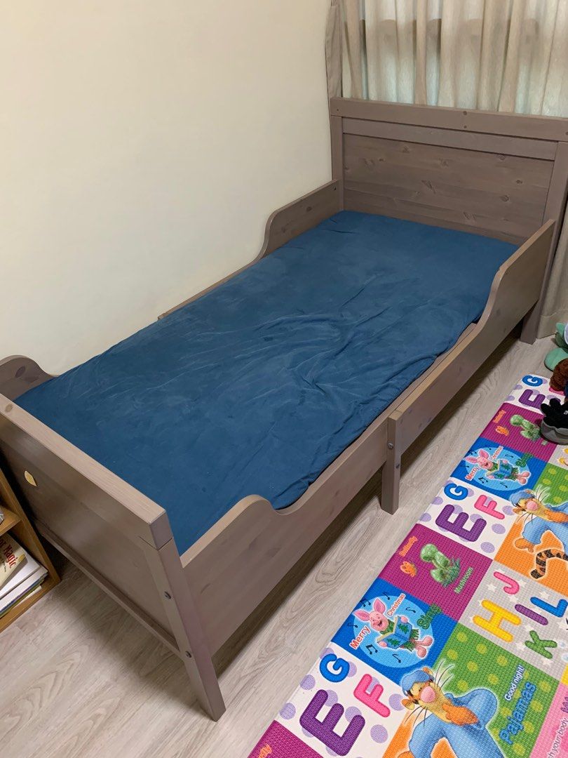 IKEA Sundvik Ext bed frame with slatted bed base, brown, Furniture