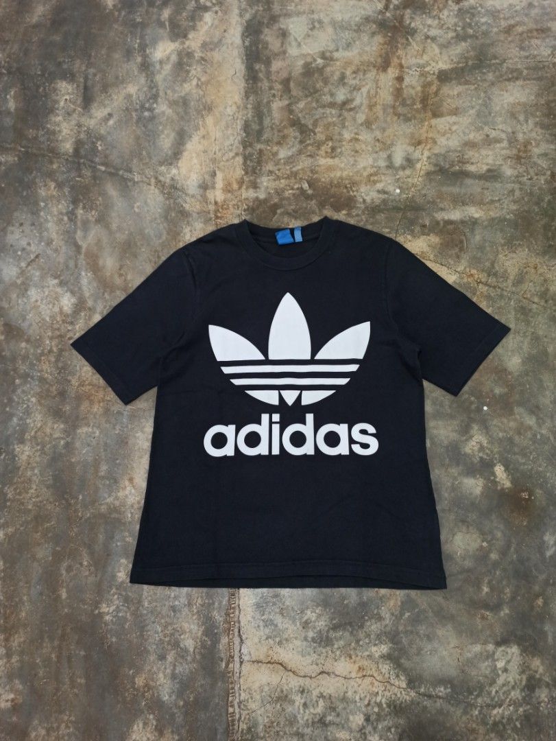 Kaos oversize adidas trefoil big logo, Fesyen Pria, Pakaian