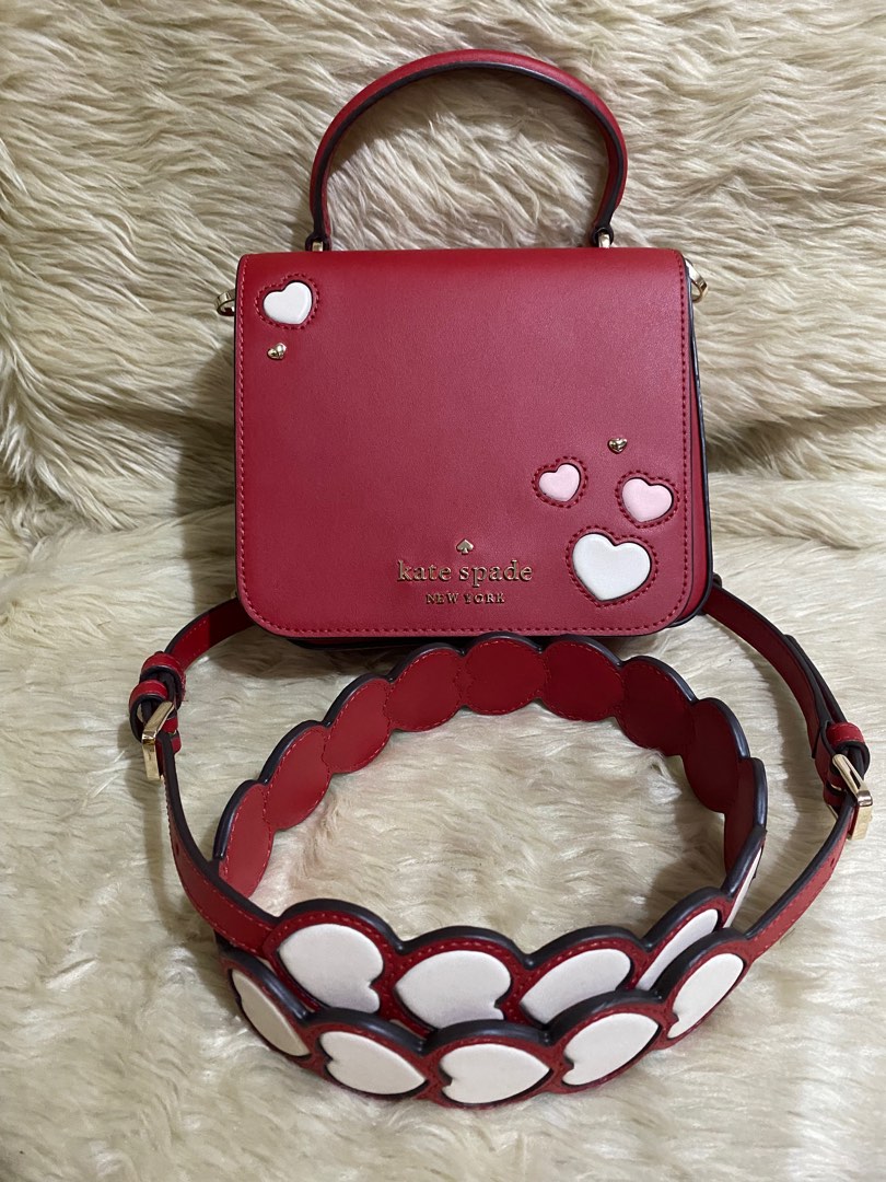 Kate Spade Staci Sweet Heart Square Crossbody Red Multi Novelty