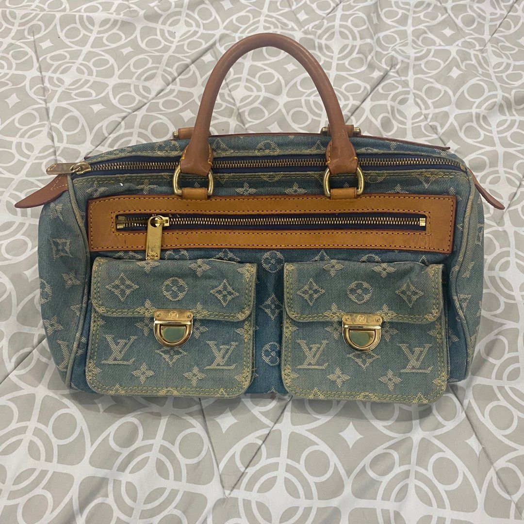 Auth LOUIS VUITTON Monogram Denim Speedy M95019 Vintage From Japan