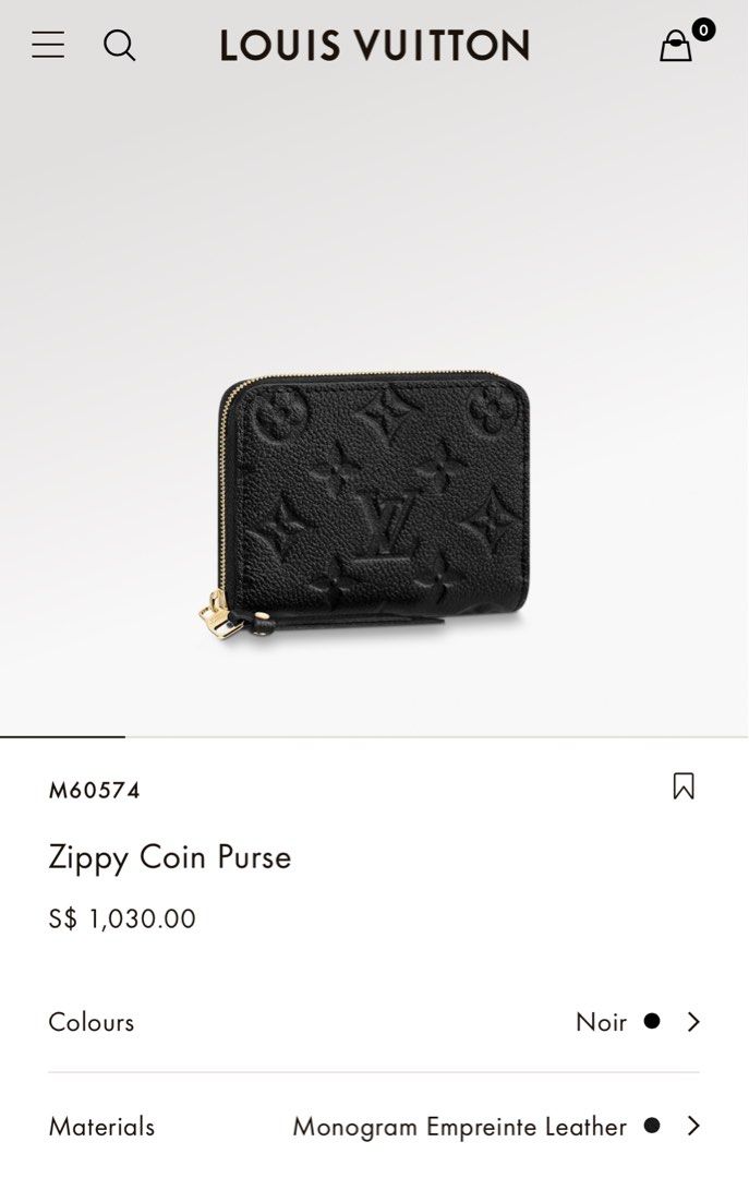 LOUIS VUITTON LV Zippy coin purse M60574 Monogram empreinte leather Noir  Used