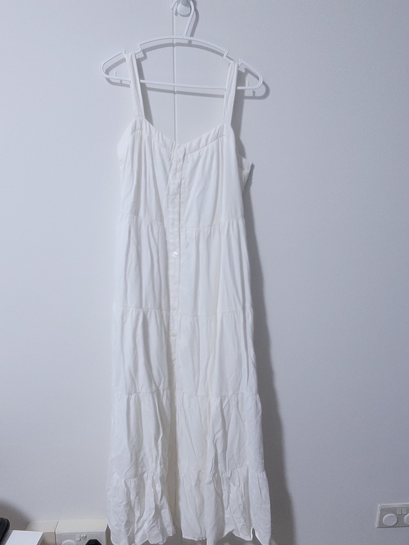 Love and Bravery Dacie Buttondown Maxi Dress in White, Women's Fashion ...