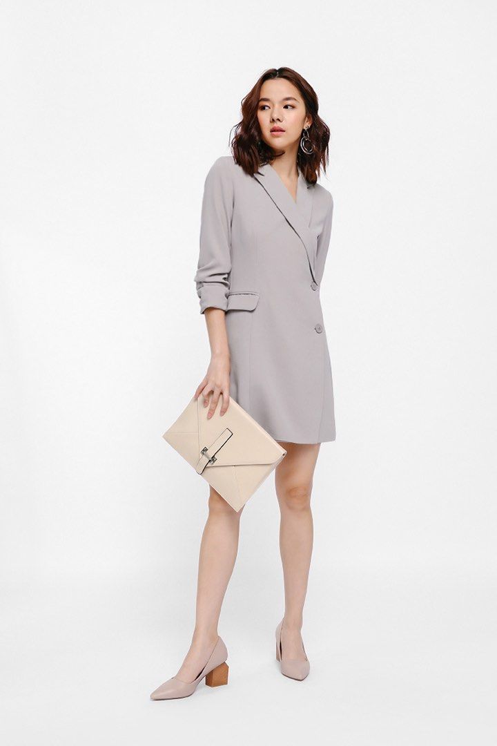 Love Bonito Levita Tuxedo Dress in Grey XS Women s Fashion