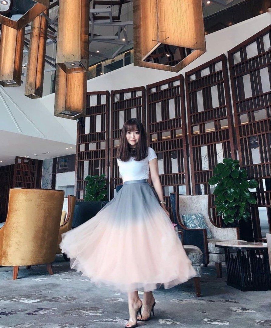 Ombre tulle maxi skirt sales