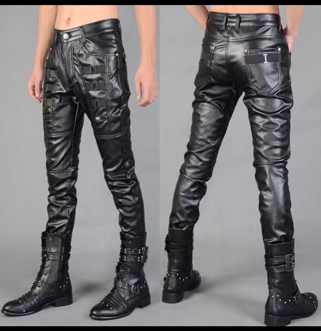 Men Pu leather pants black size 28 36 Men s Fashion Bottoms