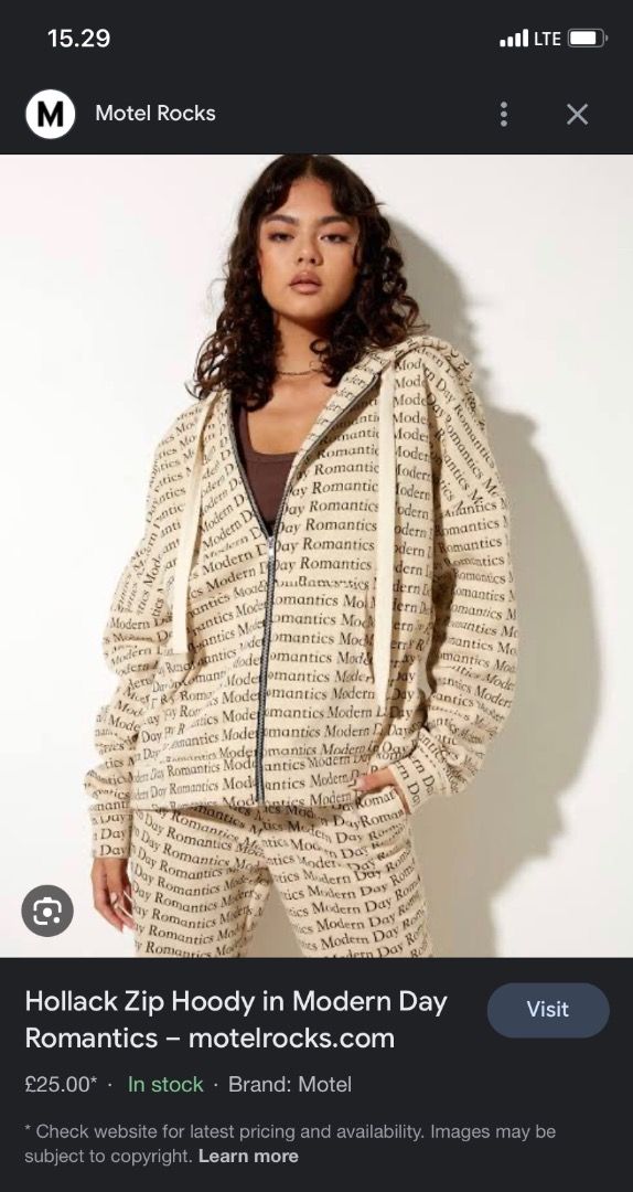 Motel Rocks Modern Day Romantics Beige Cream Zip Up Hoodie