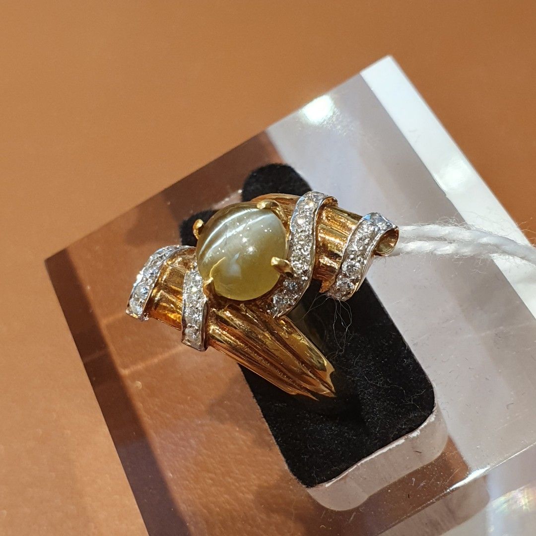 Natural Cat Eye Chrysoberyl Ring from Sri Lanka Men s Fashion