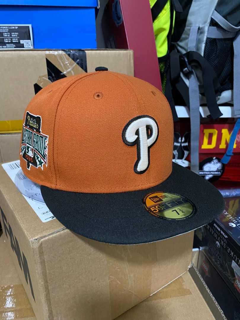 Philadelphia Phillies New Era Black Custom Side Patch 59FIFTY Fitted Hat, 7 1/2 / Black