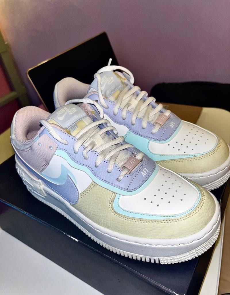 Nike Air Force 1 AF1 W Shadow Pastel Blue Pink Ghost UK 3 4 5 6 7