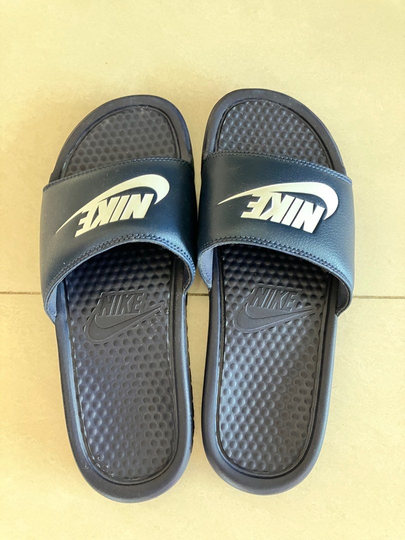 Dark blue nike slides cheap