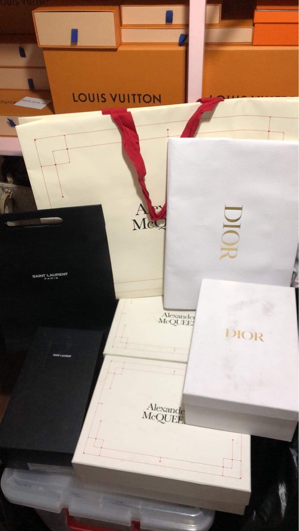 Orig Dior YSL and Alexander McQueen Boxes and Paperbags, Luxury