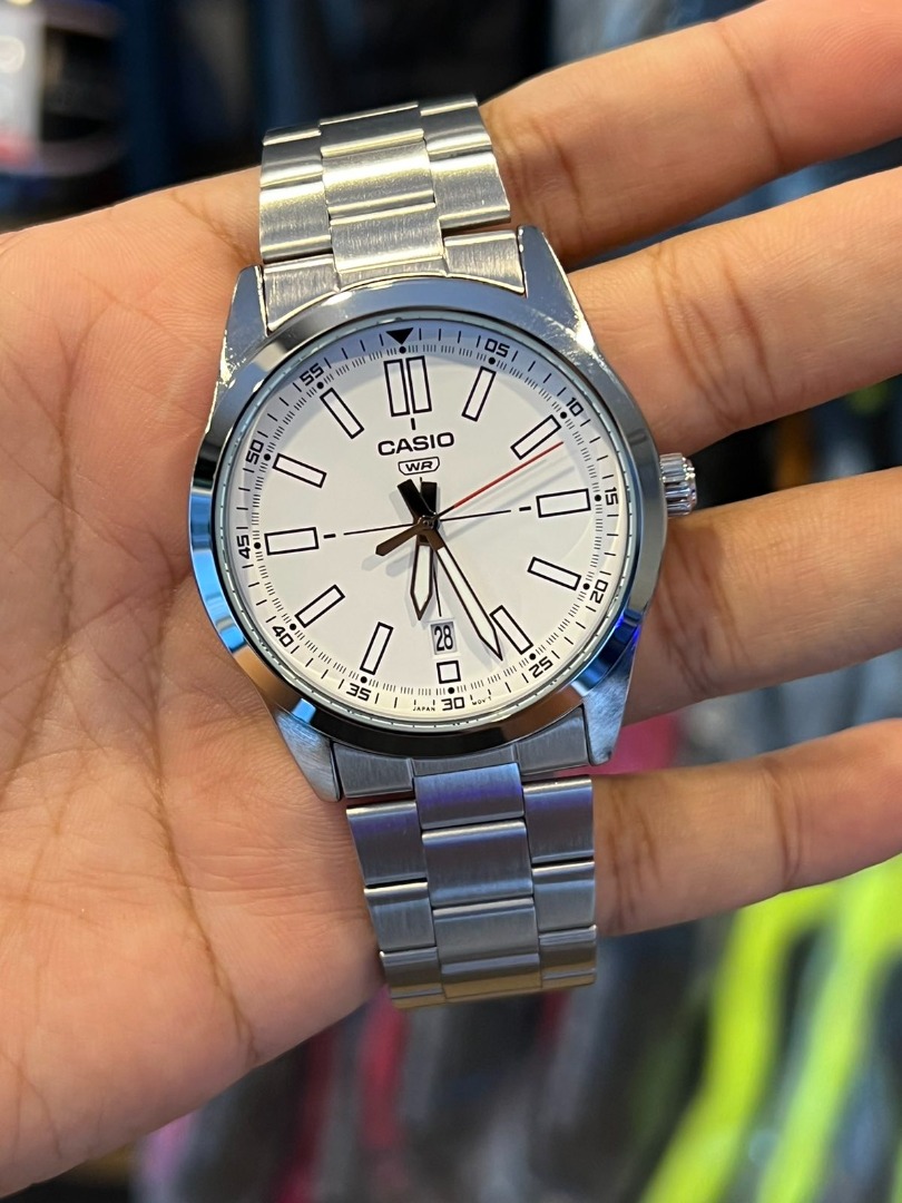 ORIGINAL CASIO Analog WHITE Dial Stainless Steel Men's Watch MTP-VD02D ...