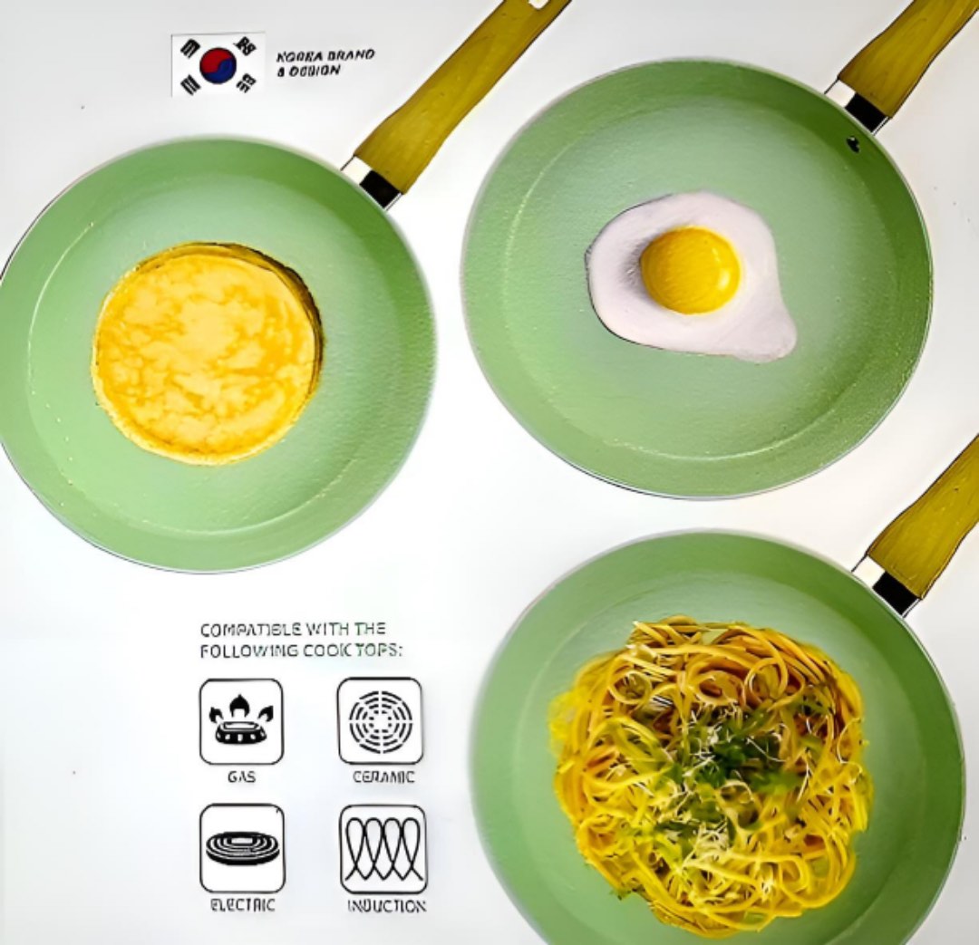 Korean Titanium Coated Circle 3 Divided Egg Frying Cake Pan 28cm(11.0) 