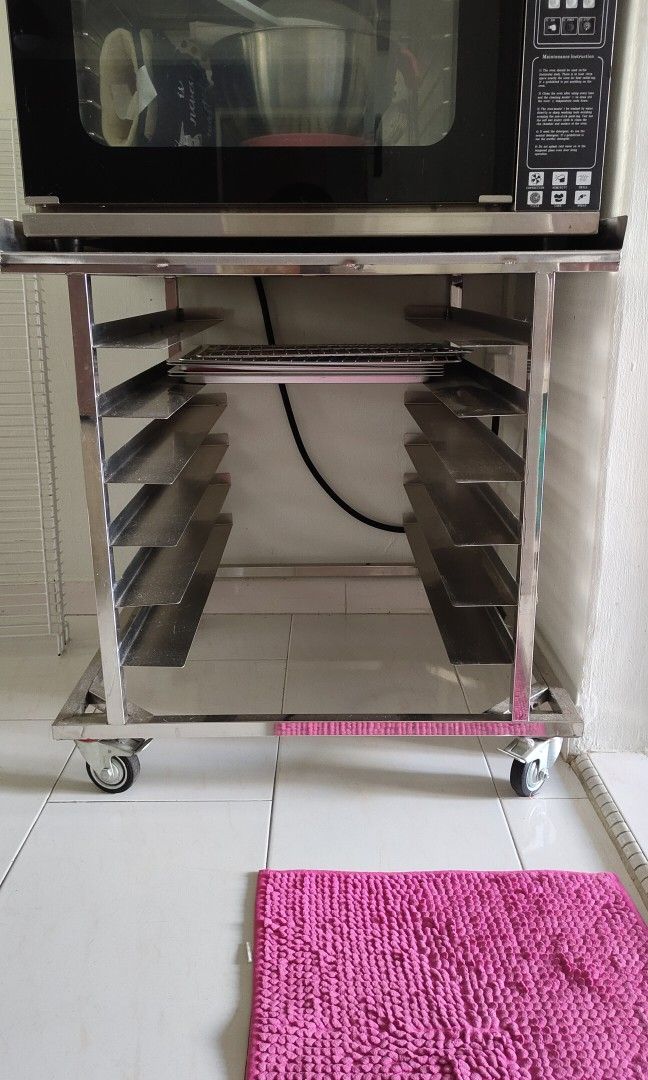Oven Trolley/ rack stainless steel with roller, Furniture & Home Living
