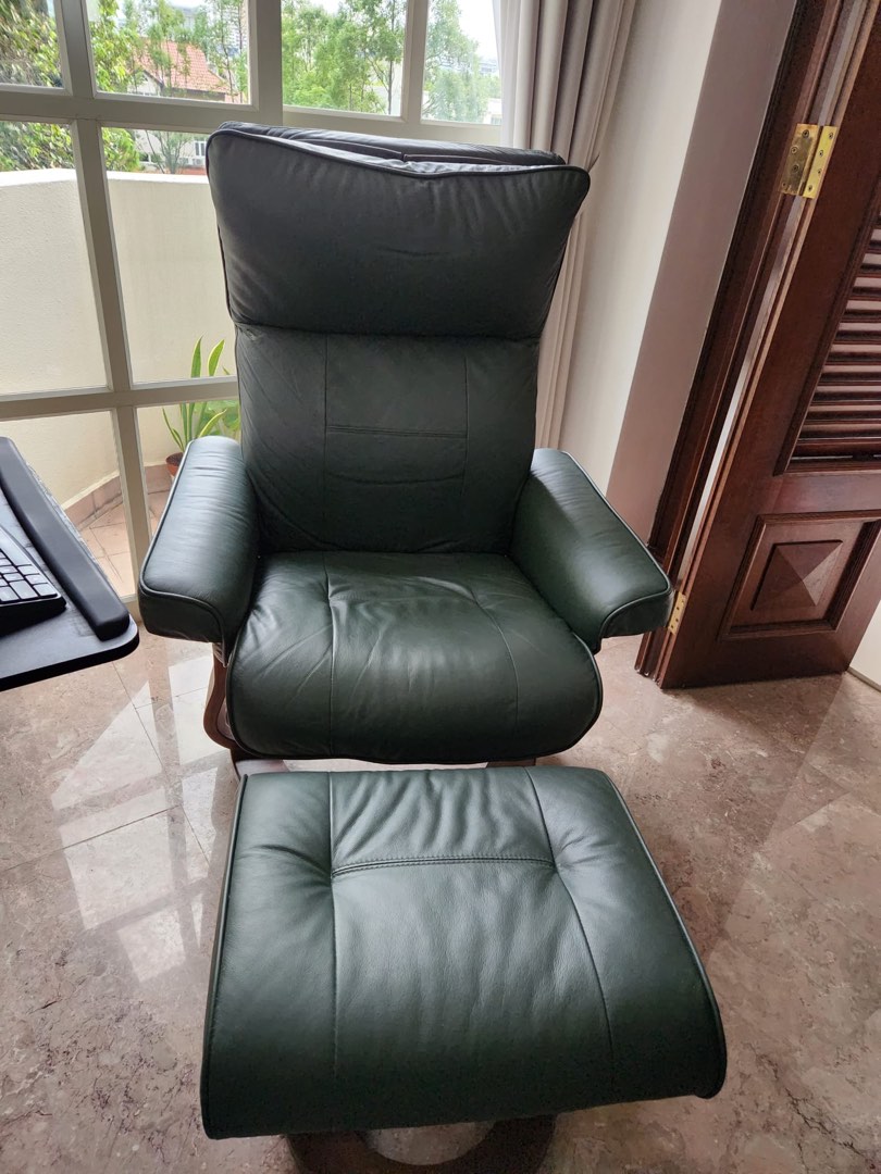 Picket Rail Recliner Armchair + Ottoman, Furniture & Home Living