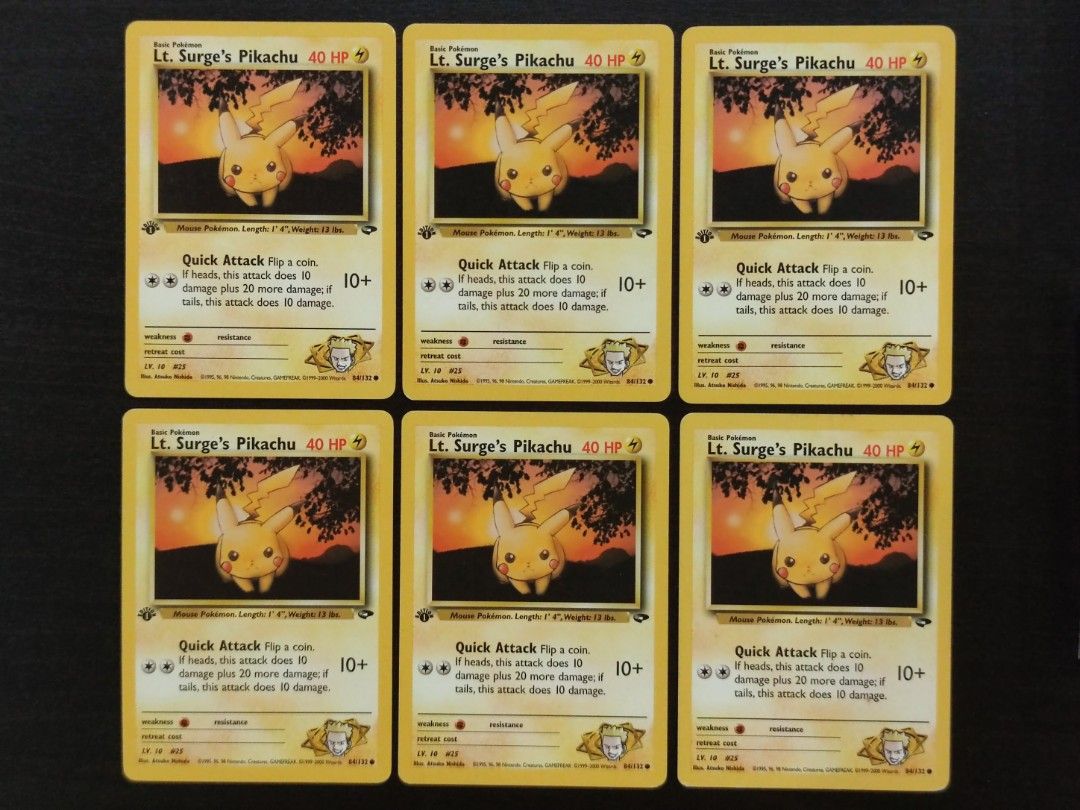 Pokemon Lt Surge Pikachu 1st Edition, Hobbies & Toys, Toys & Games on  Carousell