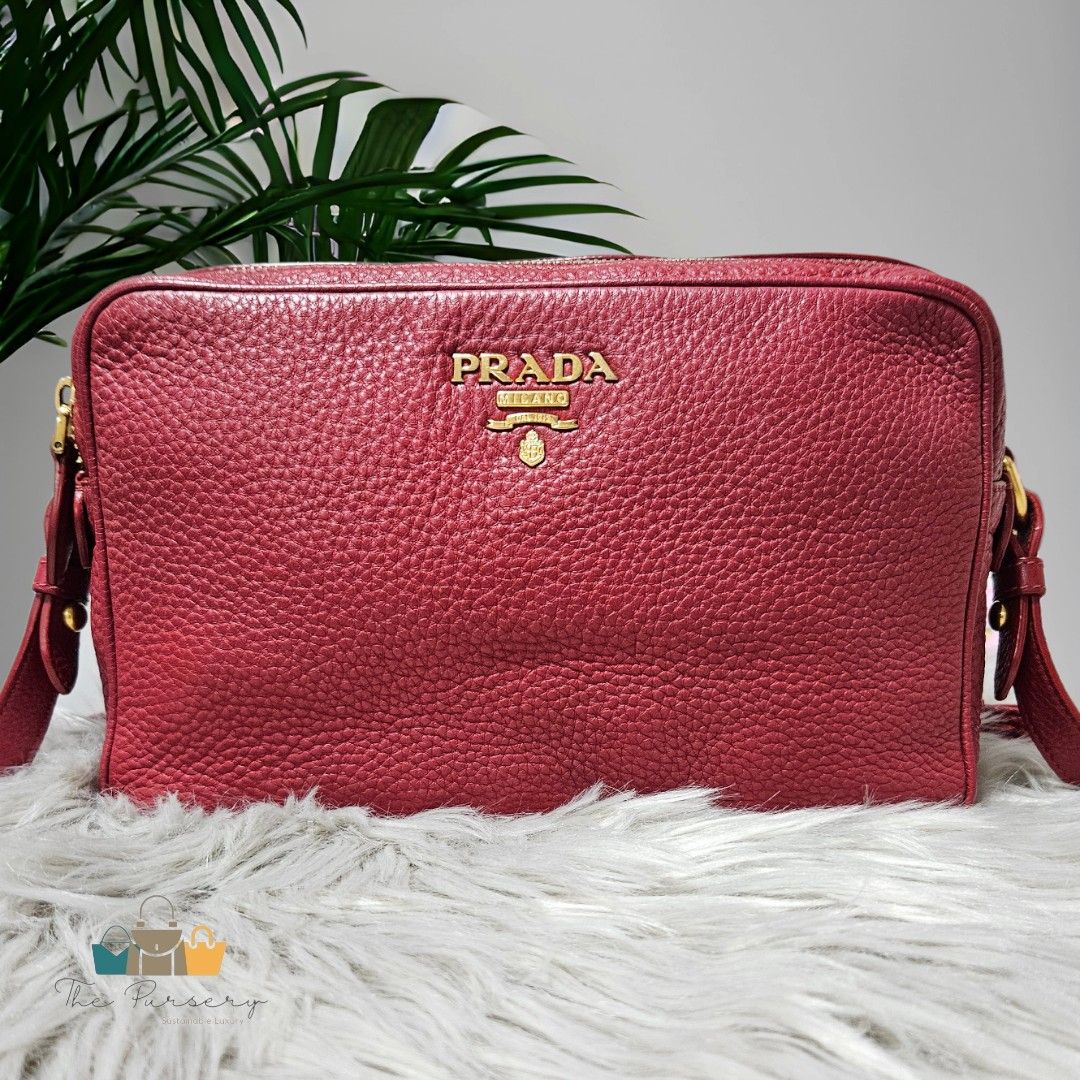 Prada Saffiano Leather wallet with shoulder strap, Luxury, Bags & Wallets  on Carousell