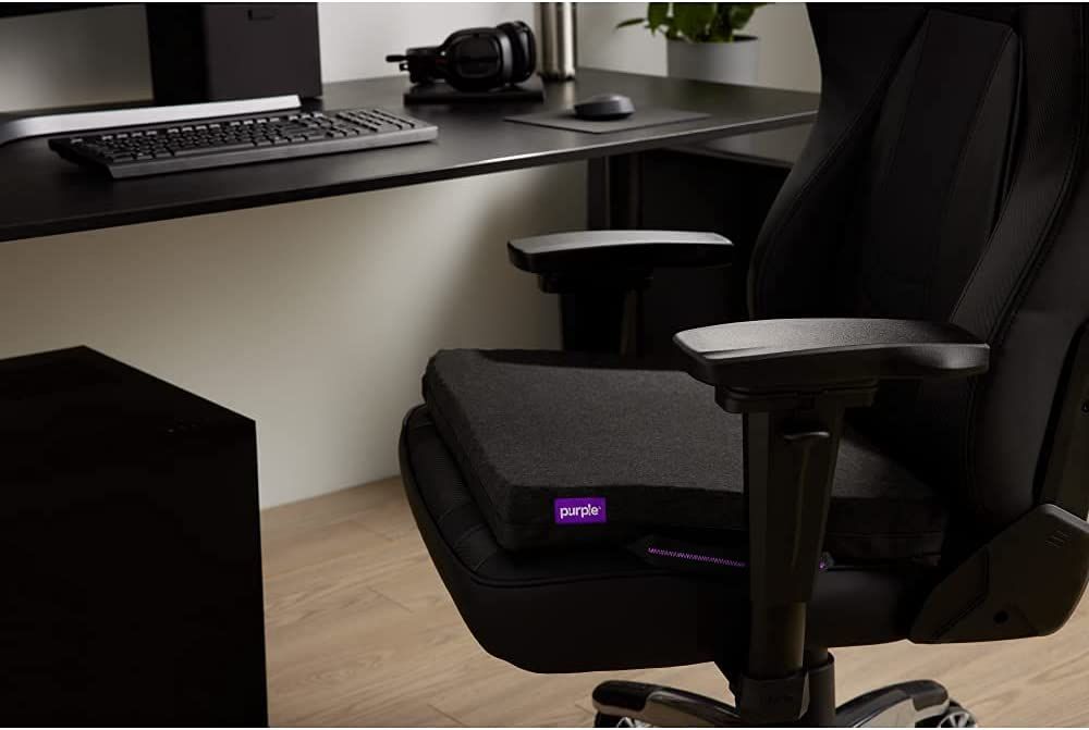 Purple Back Cushion | Pressure Reducing Grid Designed for Ultimate Comfort  | Designed for Chairs, Gaming, and Travel | Made in The USA