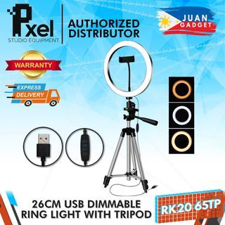 Pxel RK20 Bi-Color Ring Light 26cm 10-inches USB Interface with 65cm Tabletop Tripod Stand for Make-up, Tiktok, Youtube, Vlog, Vlogging, Livestreaming, Streaming, Online Content | JG Superstore