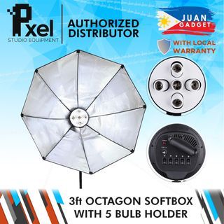 Pxel SB-5B-90 Octagon 5 in 1 E27 Base Socket Octagon Light Lamp Bulb Holder Adapter for Photo Video Studio Softbox 90 cm  | JG Superstore