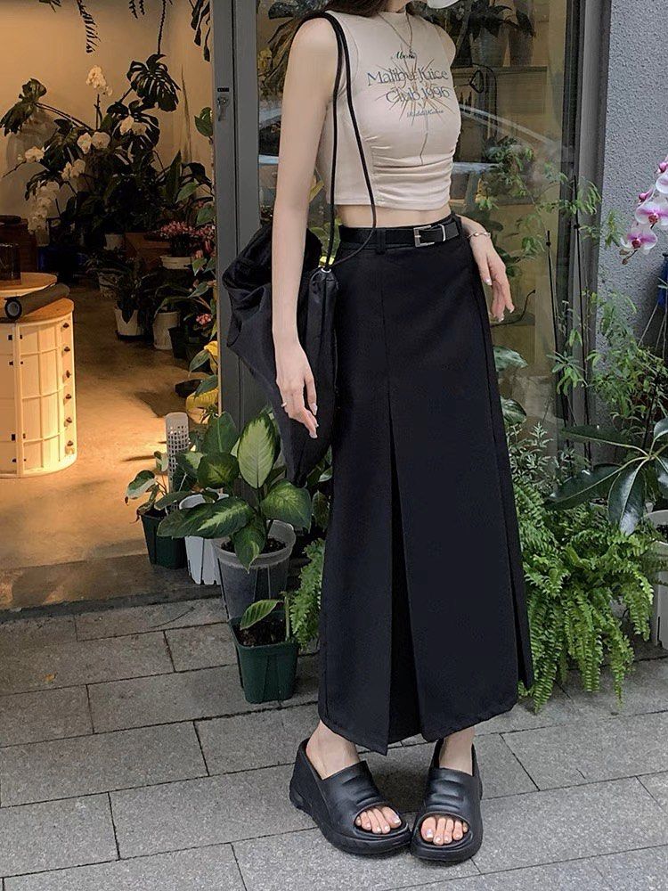 Ready Stock Black Long Skirt Women s Fashion Bottoms Skirts