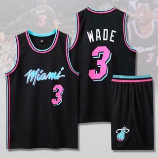 100% Authentic adidas Miami Heat Dwyane Wade Black Jersey SZ 56
