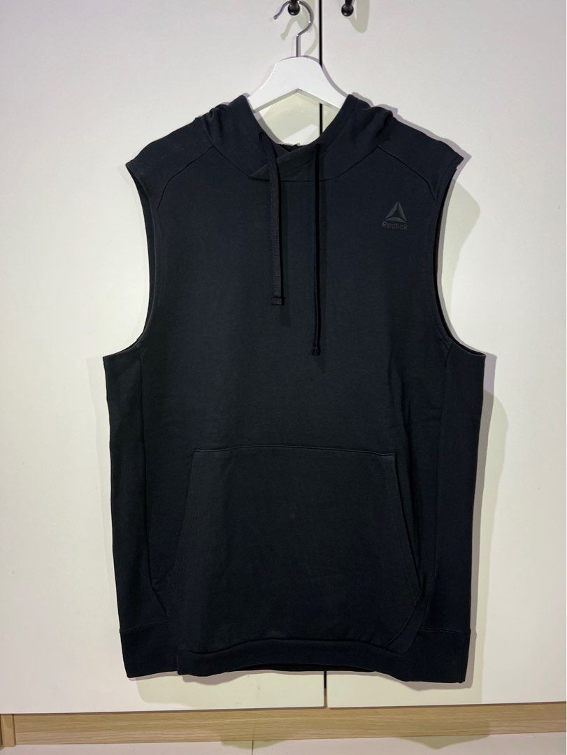 Reebok Black Combat Legacy Sleeveless Hoodie Hoodie Tanpa Lengan