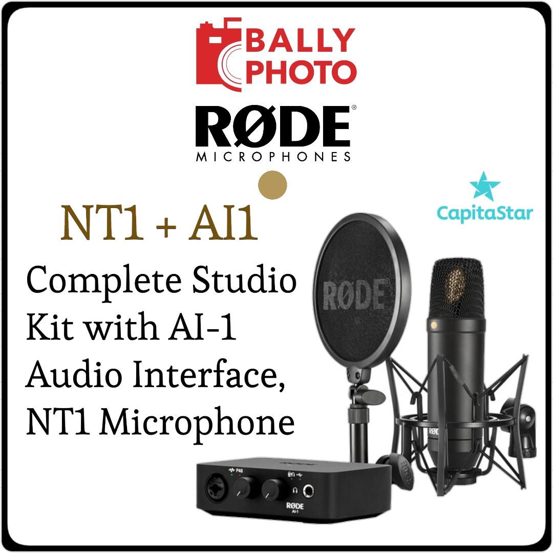 RODE Complete Studio Kit with AI-1 Audio Interface, NT1 Microphone, SM6  Shockmount, and XLR Cable