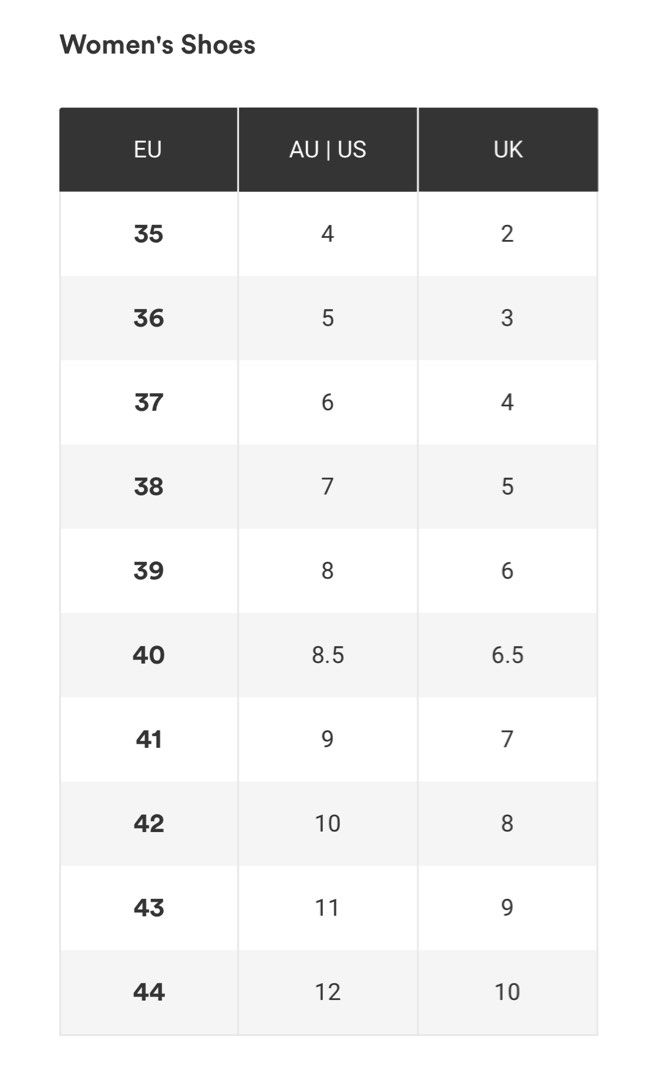 Size chart deals rubi sandal
