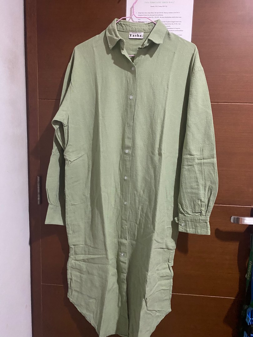 Sage Green Shirt Dress on Carousell