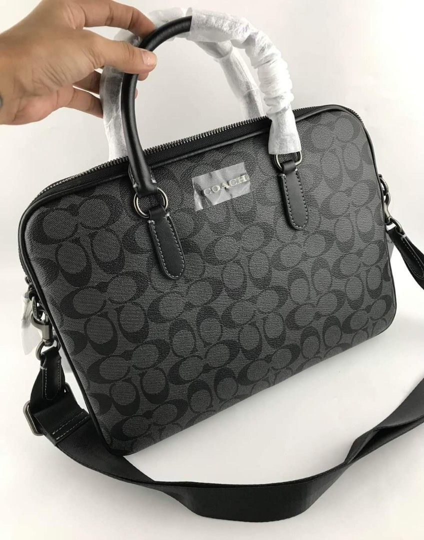SALE COACH LIAM COMPACT BRIEFCASE IN SIGNATURE CANVAS CHARCOAL Luxury Bags Wallets on Carousell