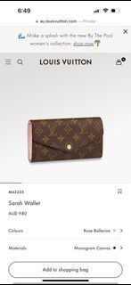 Sarah Wallet Louis Vuitton Authentic!