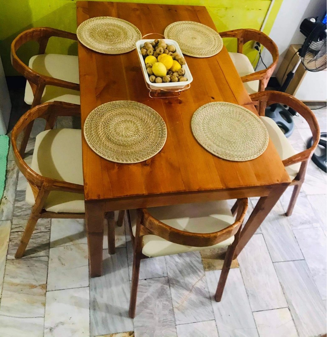 Second hand solid wood Scandinavian dining table on Carousell