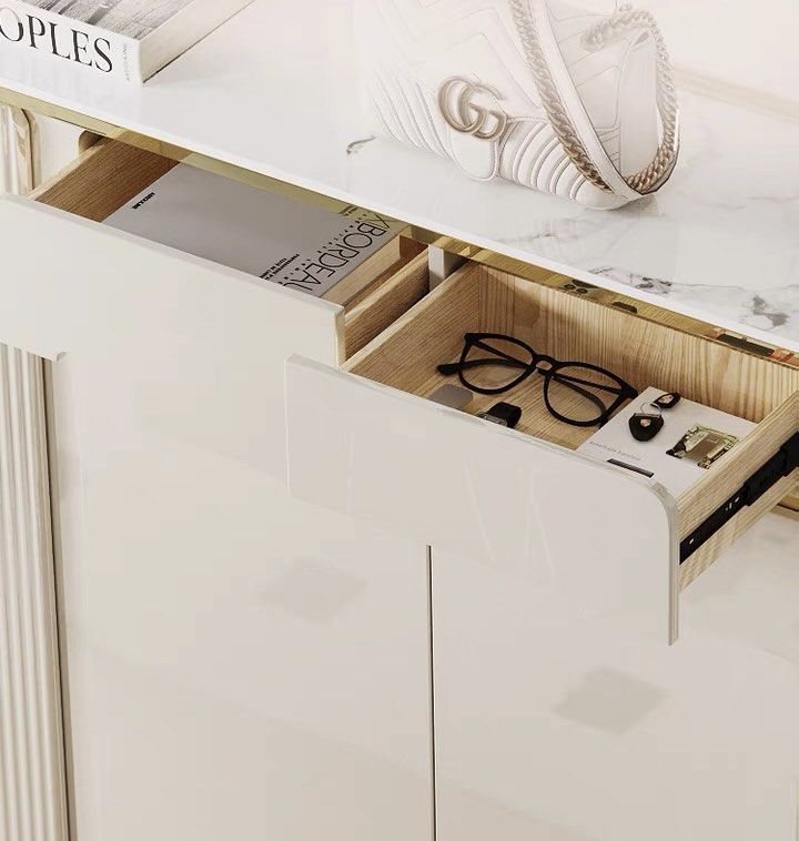Shoe Cabinet Shoe Rack Sideboard Buffet Table Console Table Drawers Storage Cabinet Sintered Stone Table Embossed