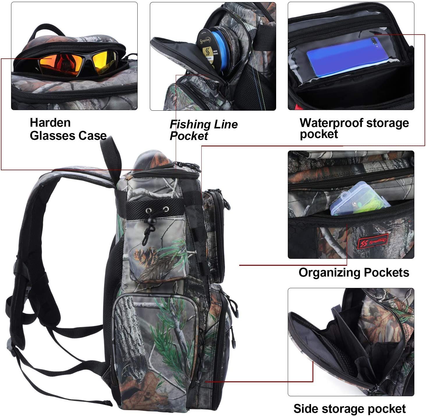 Sougayilang Portable Waterproof Double-Layer Camo Fishing Rod Bag Carr -  Sougayilang