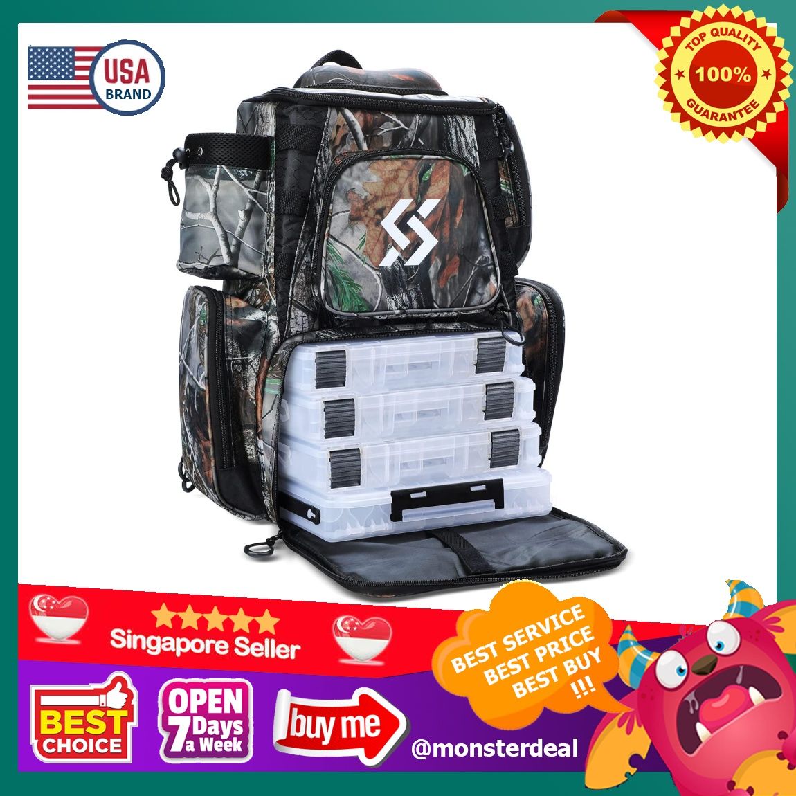 Sougayilang Fishing Tackle Backpack Waterproof Tackle Bag Storage with 4  Trays Tackle Box and Protective Rain Cover for Camping Hiking - Camouflage  : : Sports, Fitness & Outdoors