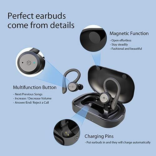 APEKX Bluetooth Headphones True Wireless Earbuds with Charging Case IPX7 Waterproof Premium HI FI Stereo Sound Earphones Built in Mic In Ear Headsets Deep Bass for Sport Running Black Audio Earphones ...