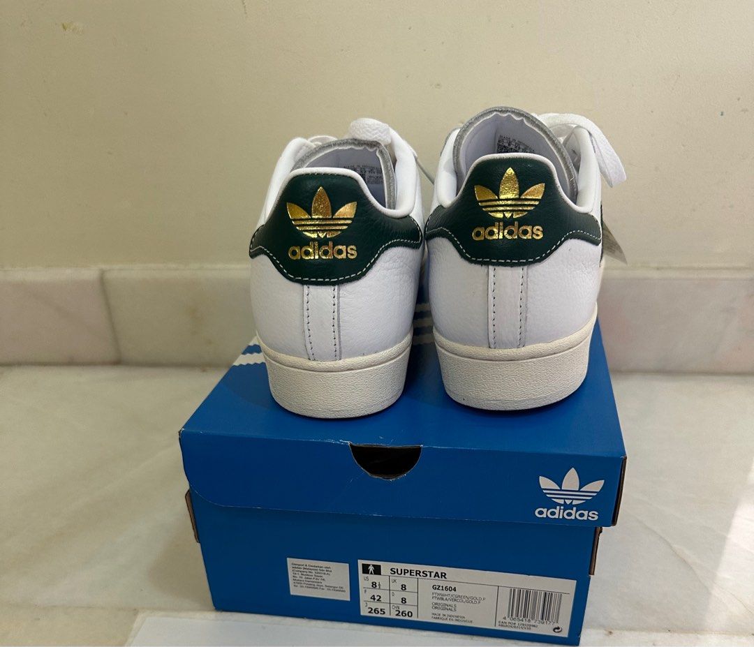 Superstar White Green Gold UK 8 Men s Fashion Footwear