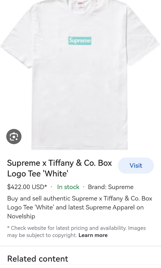 Supreme Supreme X Tiffany & Co Box Logo Tee White