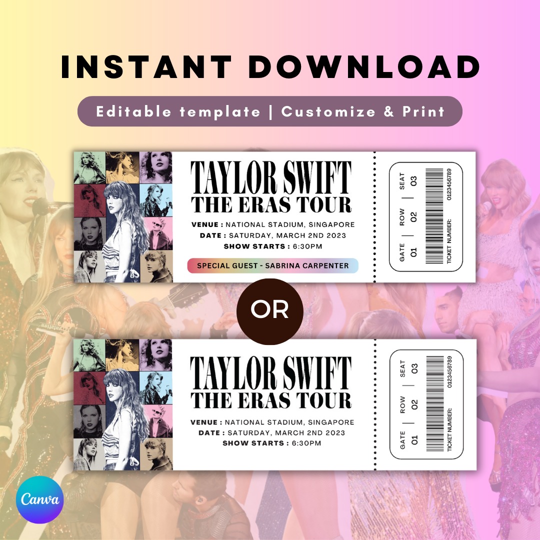 taylor swift concert ticket template